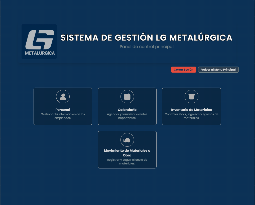 Menú principal de gestión